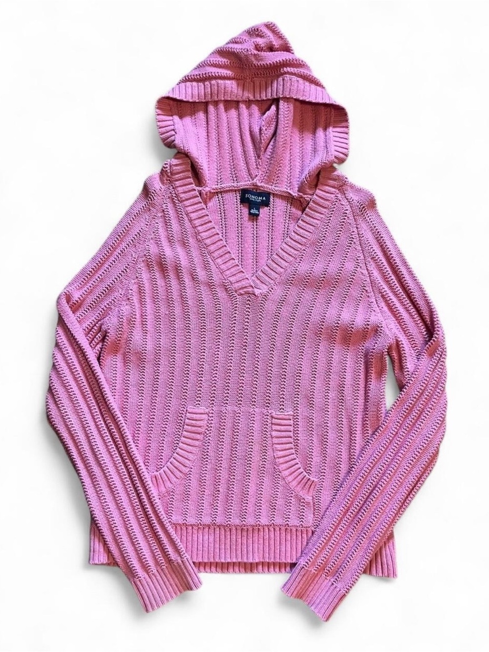 SONOMA Pink Hooded V-Neck Sweater